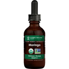 Load image into Gallery viewer, Global Healing Organic Moringa Oleifera Extract Liquid Drops Supplement - Vegan Cold-Pressed from Raw Fresh Tree Leaves - Max Absorption of Vitamins, Minerals, Antioxidants & Amino Acids - 2 Fl Oz
