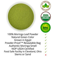 Load image into Gallery viewer, Moringa Powder 1LB (16Oz) 100% Certified Organic Oleifera Leaf - (100% Pure Leaf | NO Stems) - Raw from India | Smoothies | Drinks | Tea | Recipes - Resealable Bag
