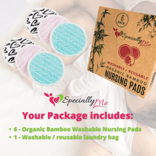 Load image into Gallery viewer, 6pk Organic Bamboo Washable Reusable Maternity Nipple Pads - SpeciallyMe®