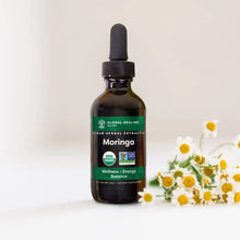 Load image into Gallery viewer, Global Healing Organic Moringa Oleifera Extract Liquid Drops Supplement - Vegan Cold-Pressed from Raw Fresh Tree Leaves - Max Absorption of Vitamins, Minerals, Antioxidants &amp; Amino Acids - 2 Fl Oz